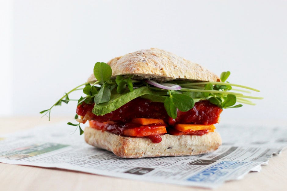 Tempeh Sandwich with Chipotle Hummus - That Vegan Babe