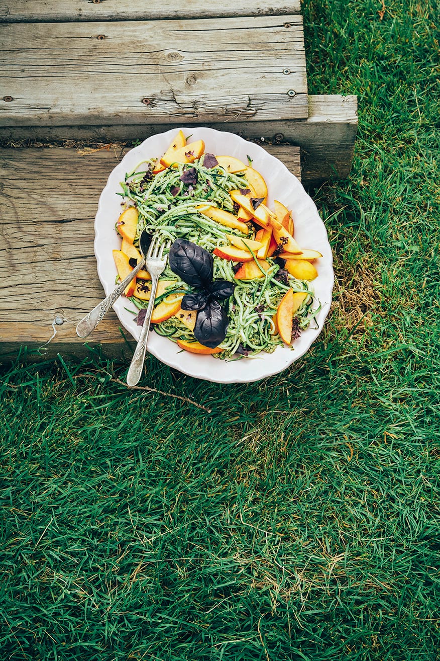 Zucchini Spaghetti with Pumpkin Seed Pesto Peaches The First Mess