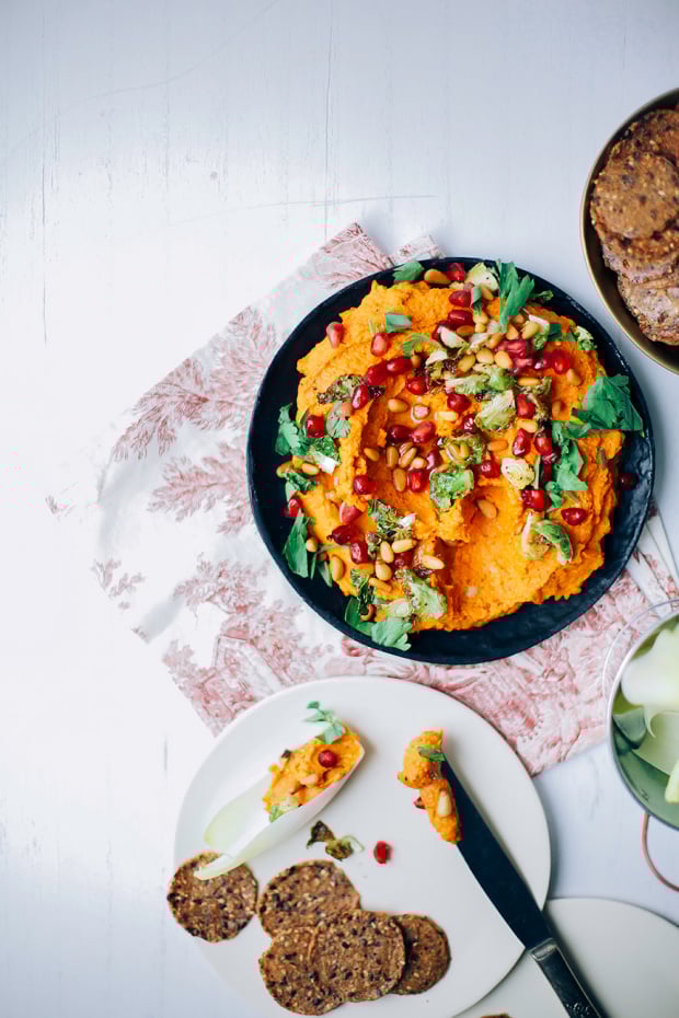 Roasted Carrot Harissa Dip with Chickpeas The First Mess