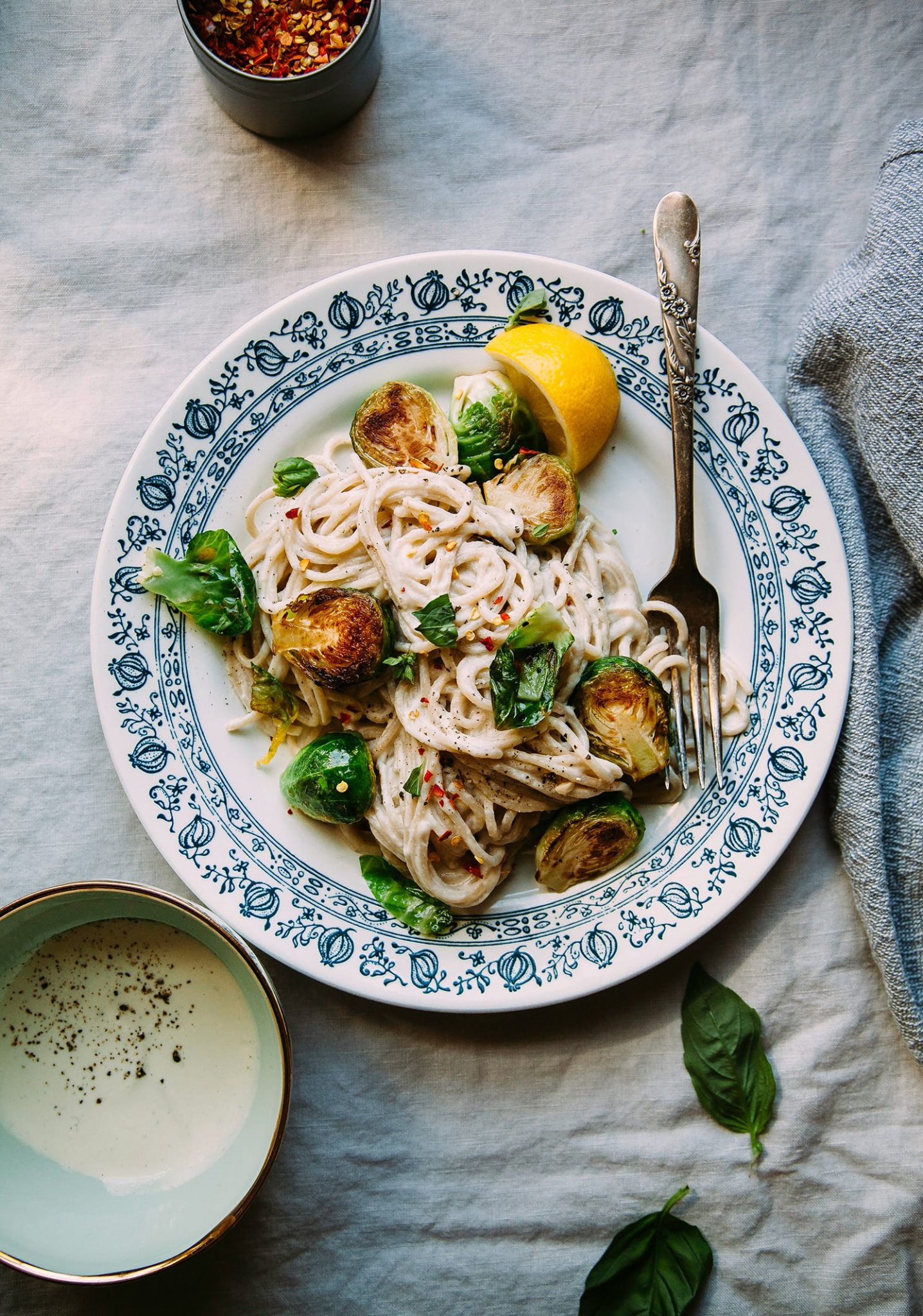 Creamy Miso Pasta with Brussels Sprouts (vegan) The First Mess