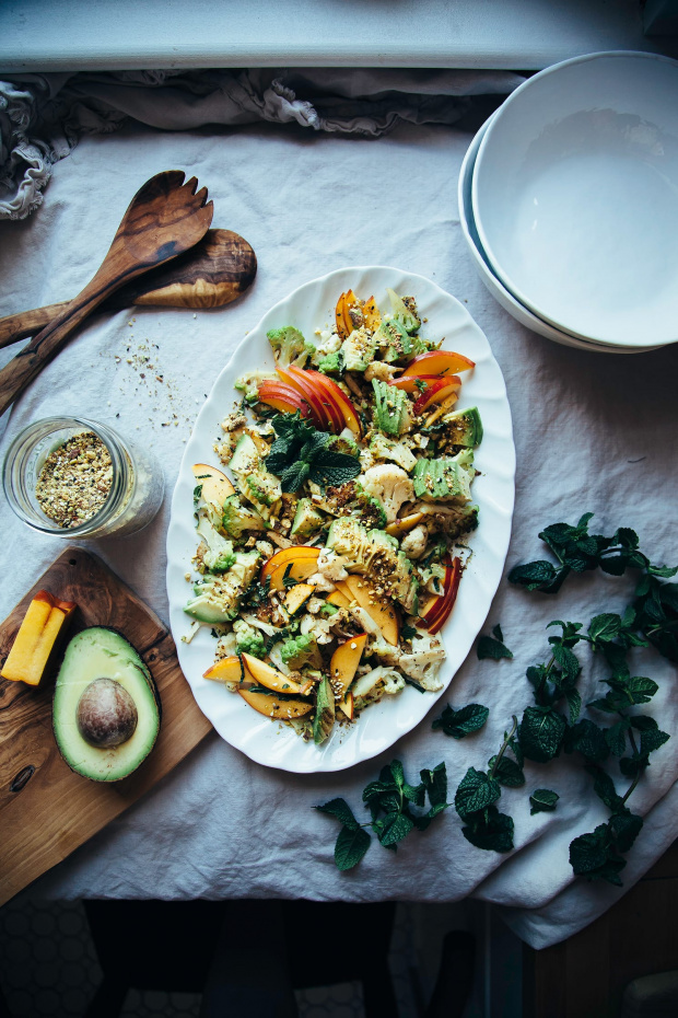 Cauliflower Salad with Nectarines and Pistachio Dukkah The First Mess