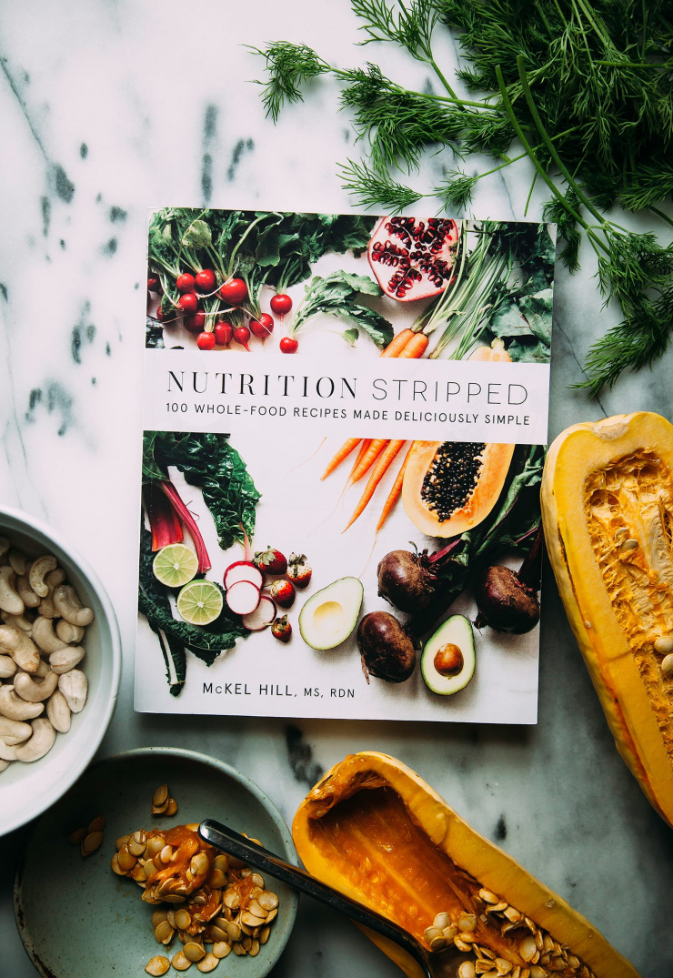 An overhead shot of the Nutrition Stripped cookbook.