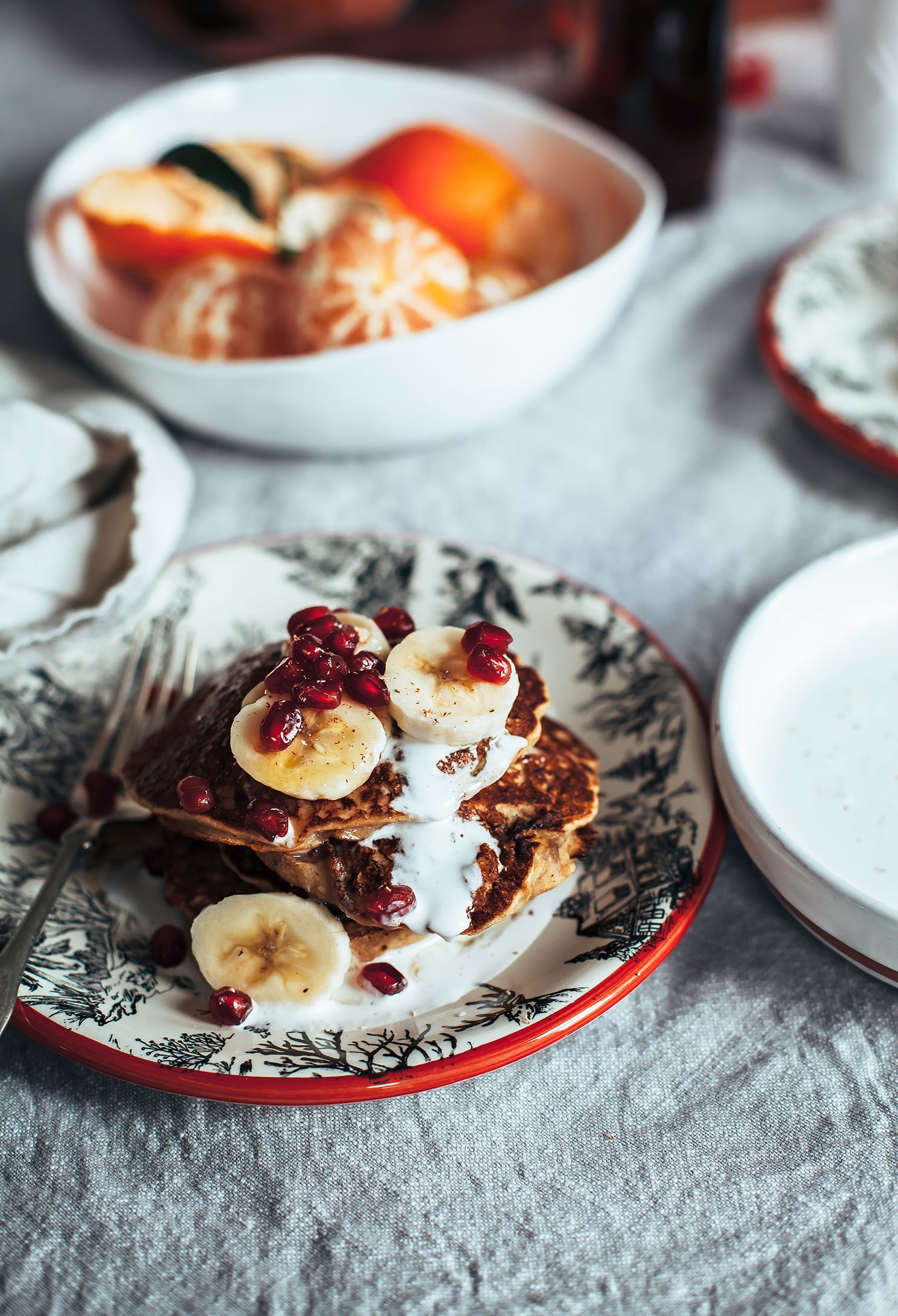 Banana Eggnog Pancakes (vegan recipe)