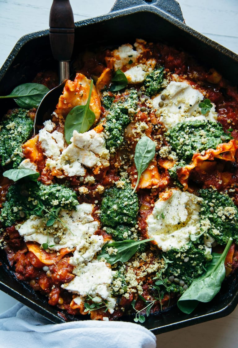 Vegan Skillet Lasagna with Almond Ricotta The First Mess