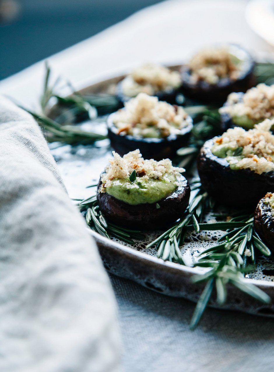 Vegan Stuffed Mushrooms with Pesto Cream The First Mess