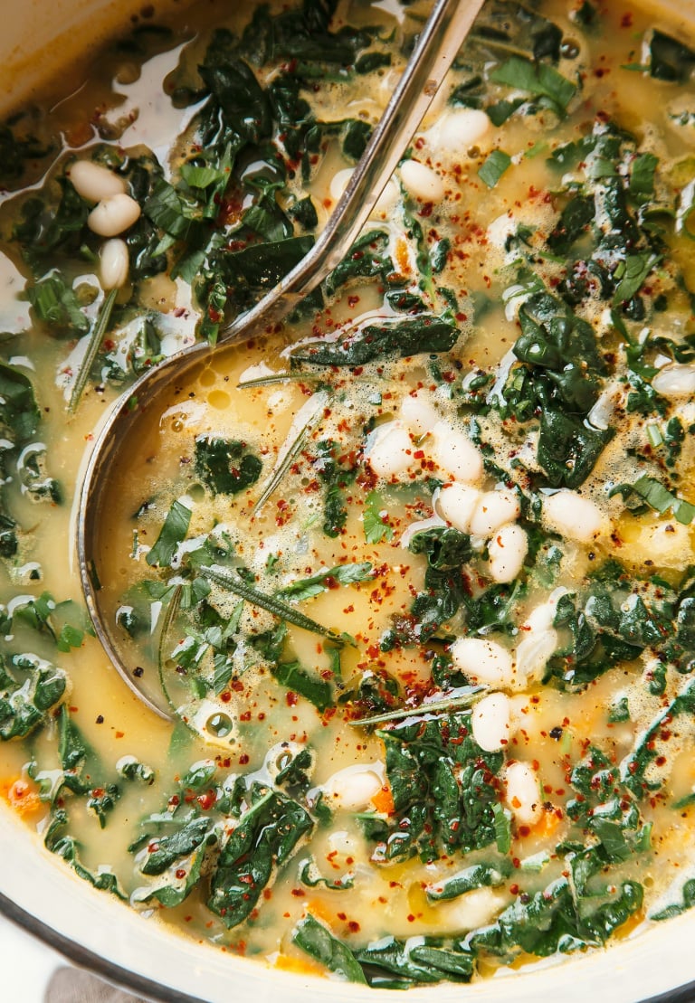Creamy White Bean Soup with Kale The First Mess