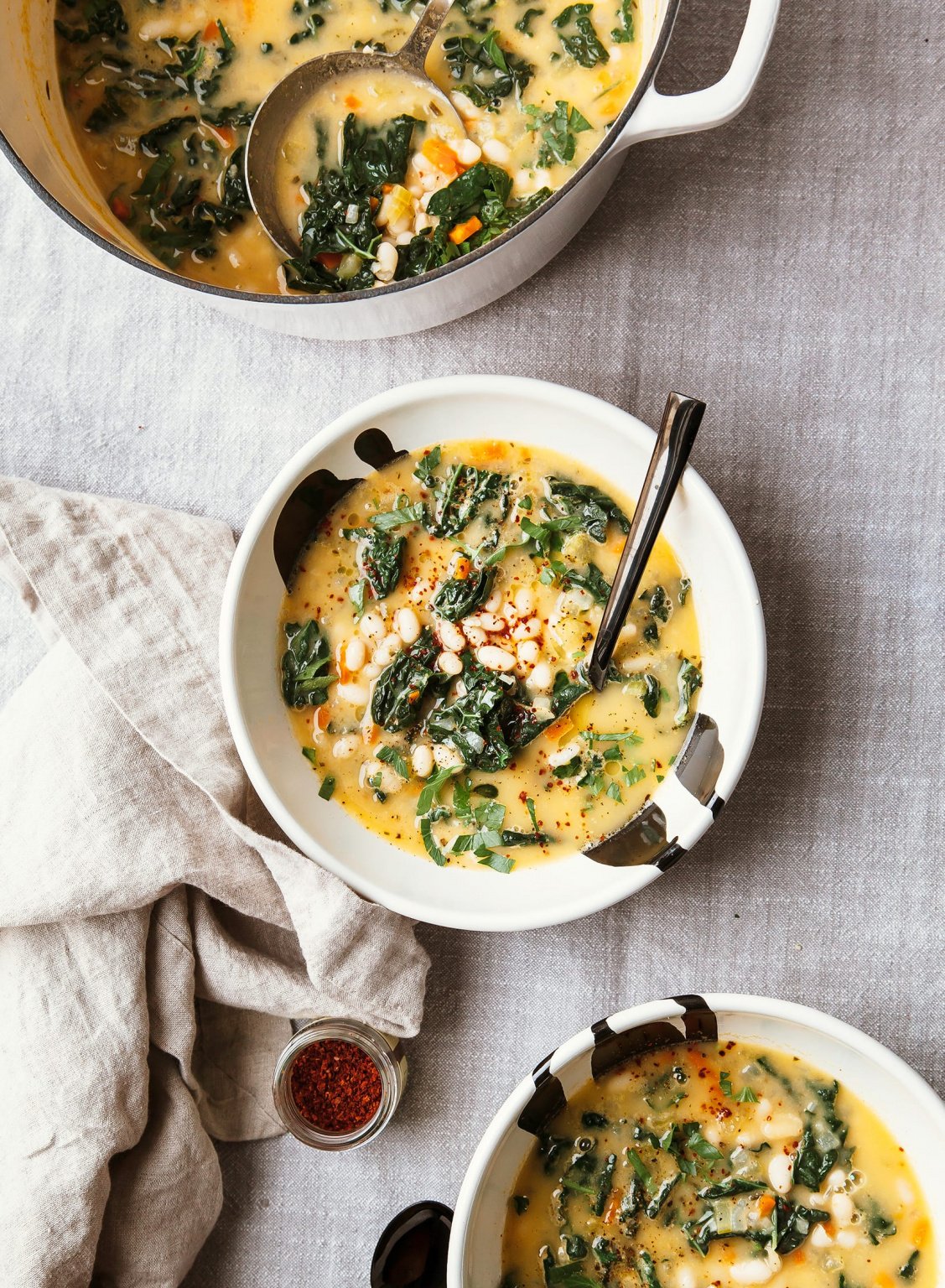 Creamy White Bean Soup with Kale The First Mess