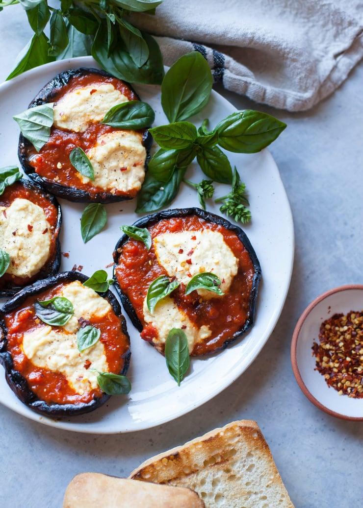 GRILLED PIZZA PORTOBELLOS WITH LEMON-Y CASHEW "RICOTTA" - The First Mess