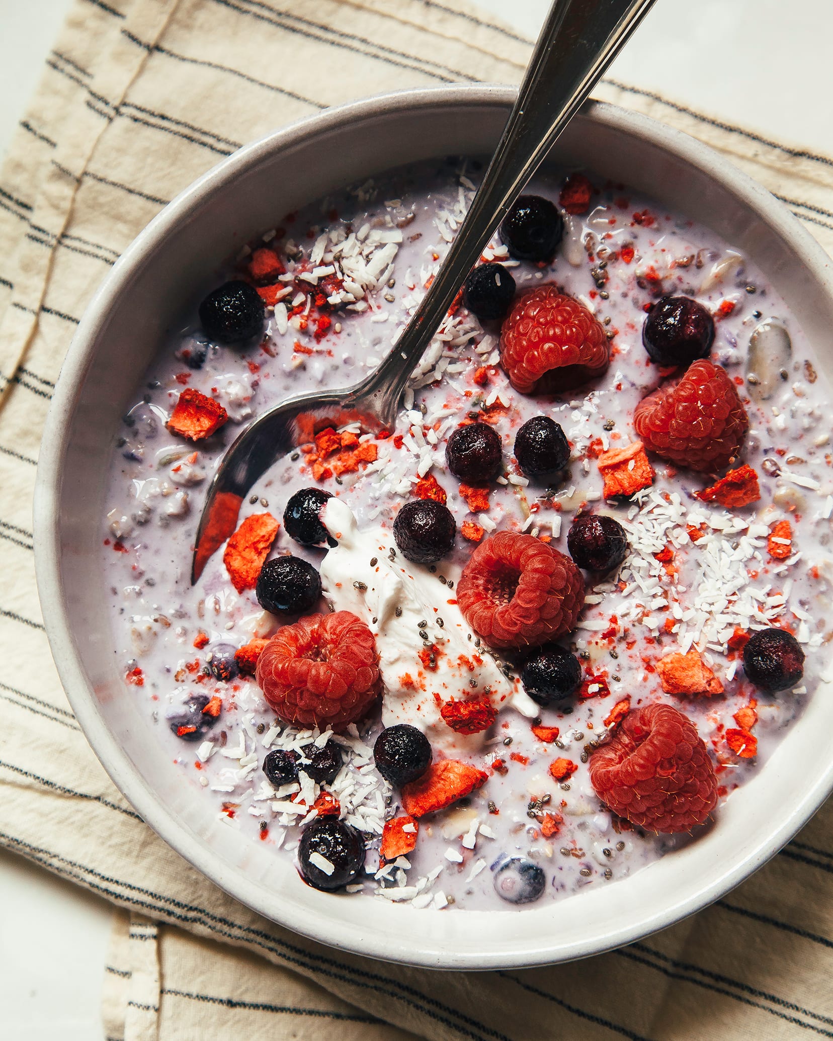 Blueberry & Coconut Bircher Muesli Recipe | The First Mess