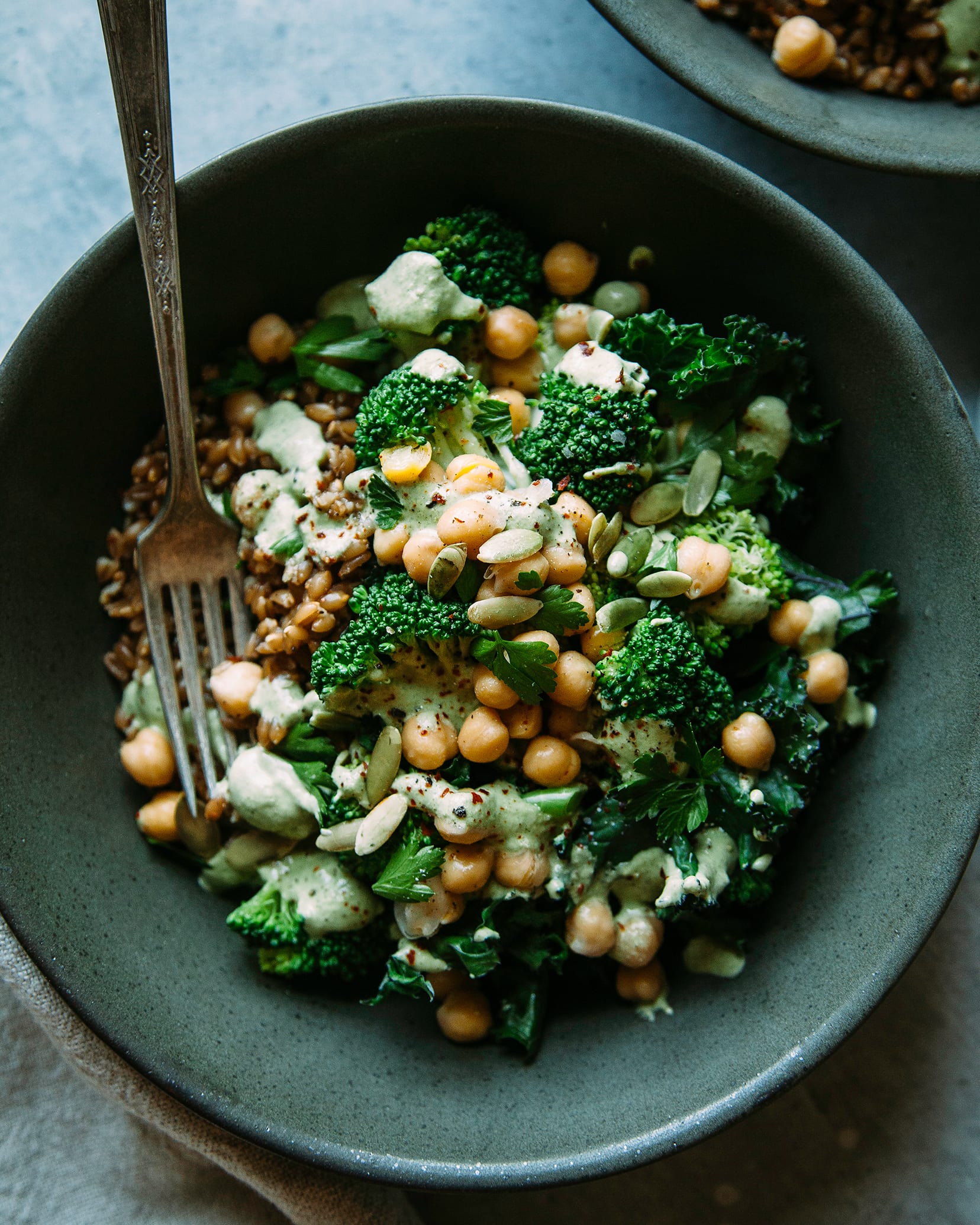 Green goddess glow bowl with chicken recipe