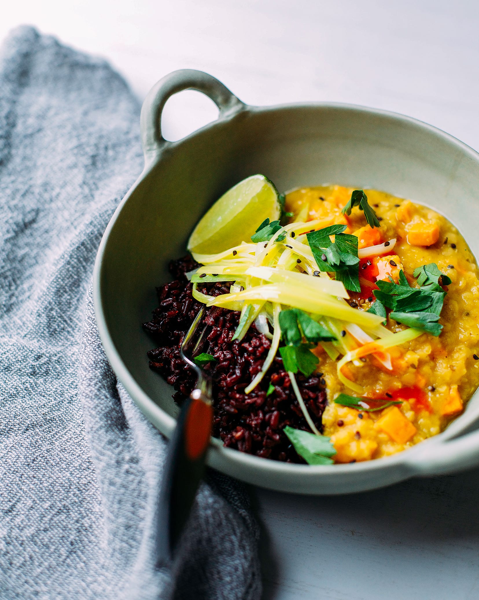 Healing Bowls Recipe - Roasted Masala Sweet Potatoes, Black Rice