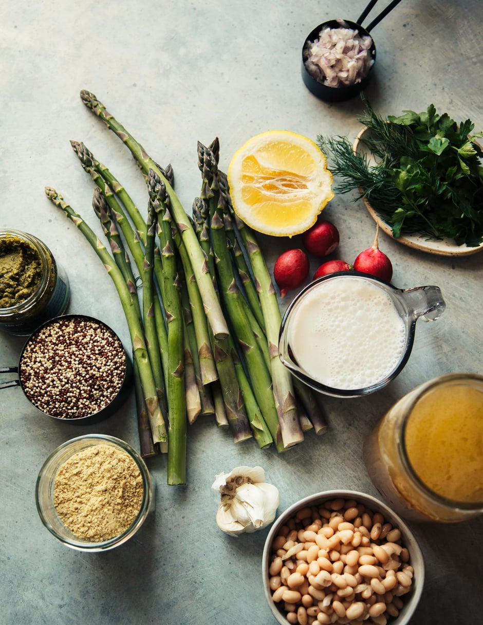 Pesto Quinoa & White Bean Bake with Spring Veg The First Mess