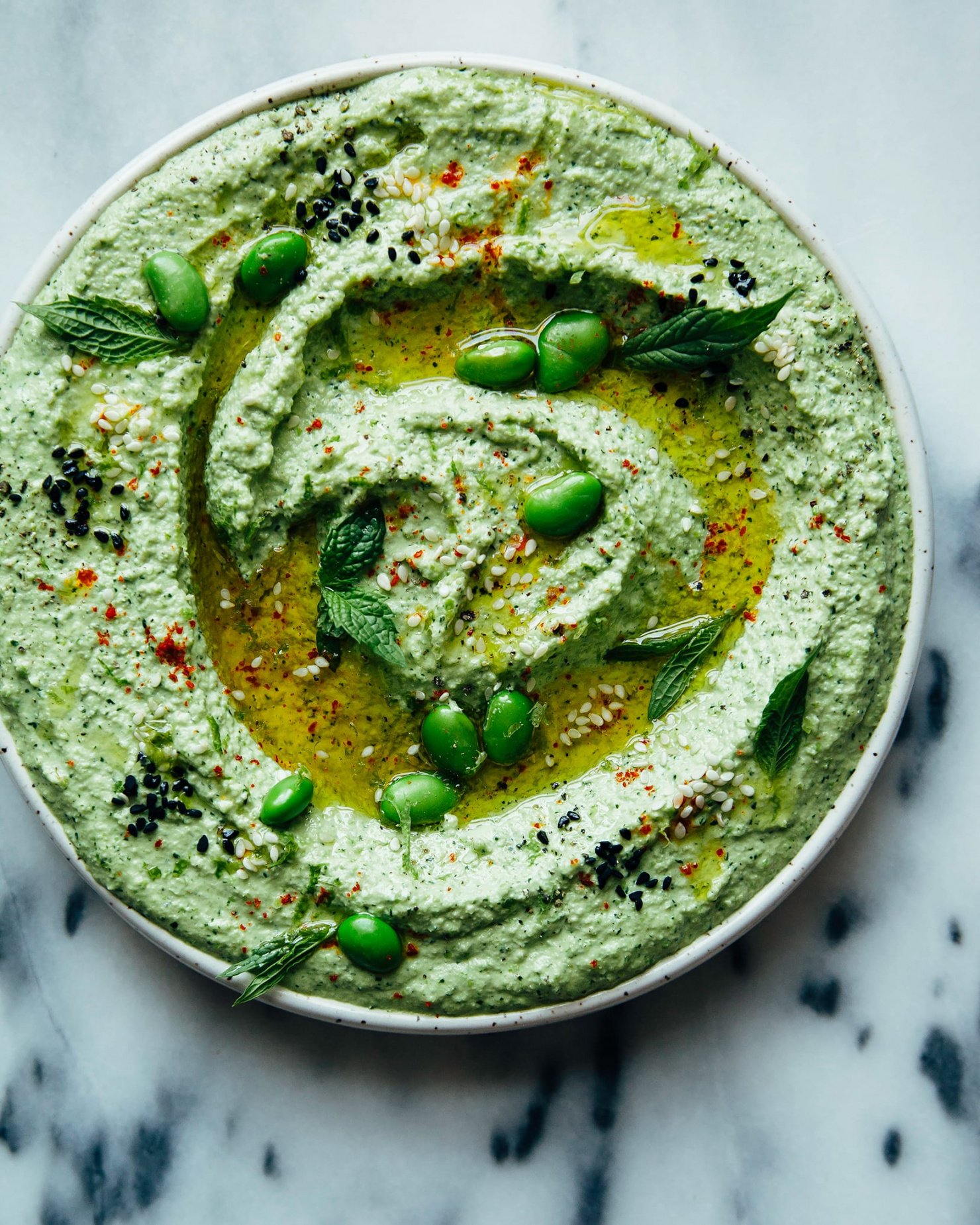 Edamame Dip with Jalapeño, Mint & Lime The First Mess