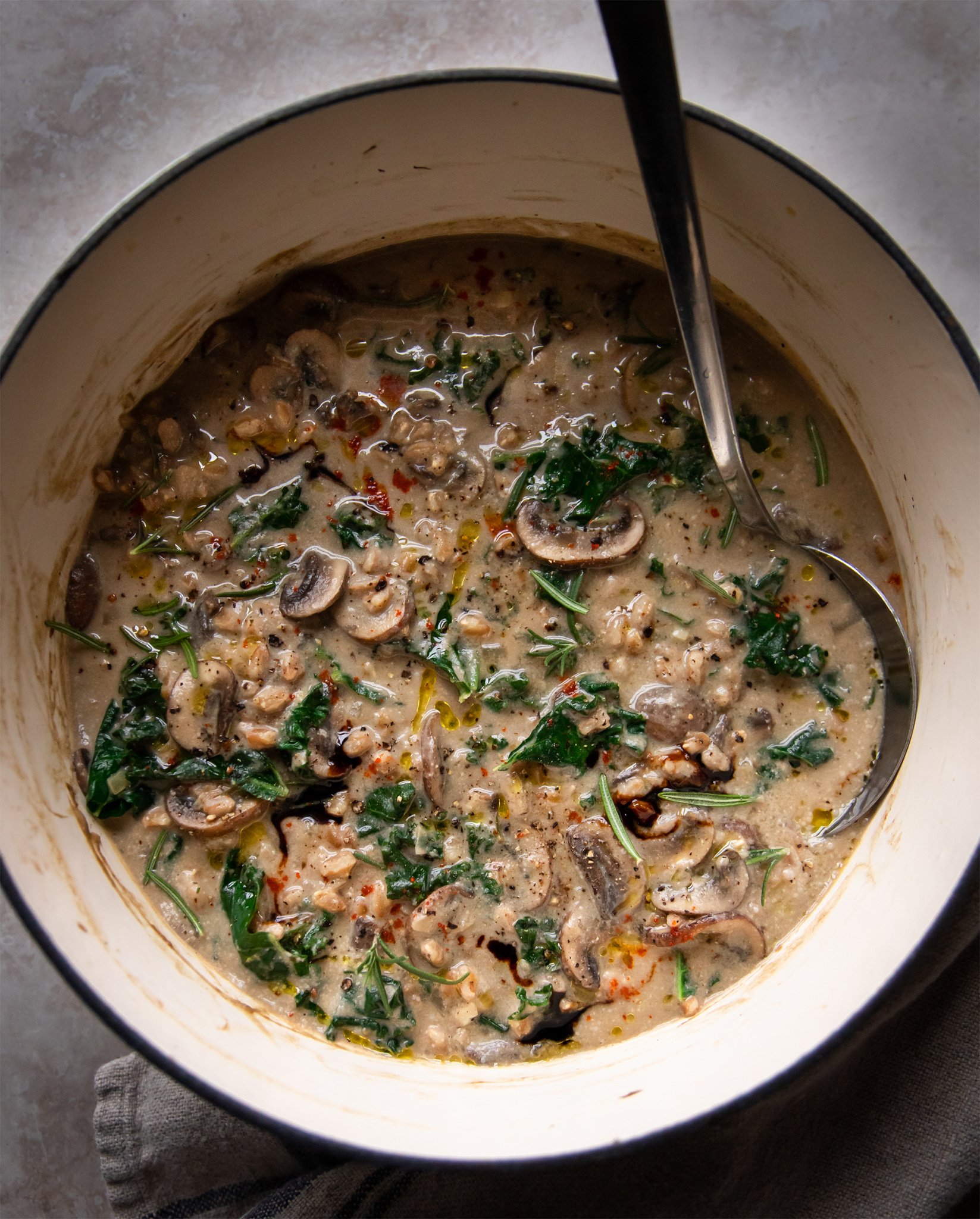 Creamy Vegan Mushroom Stew with Farro & Kale The First Mess