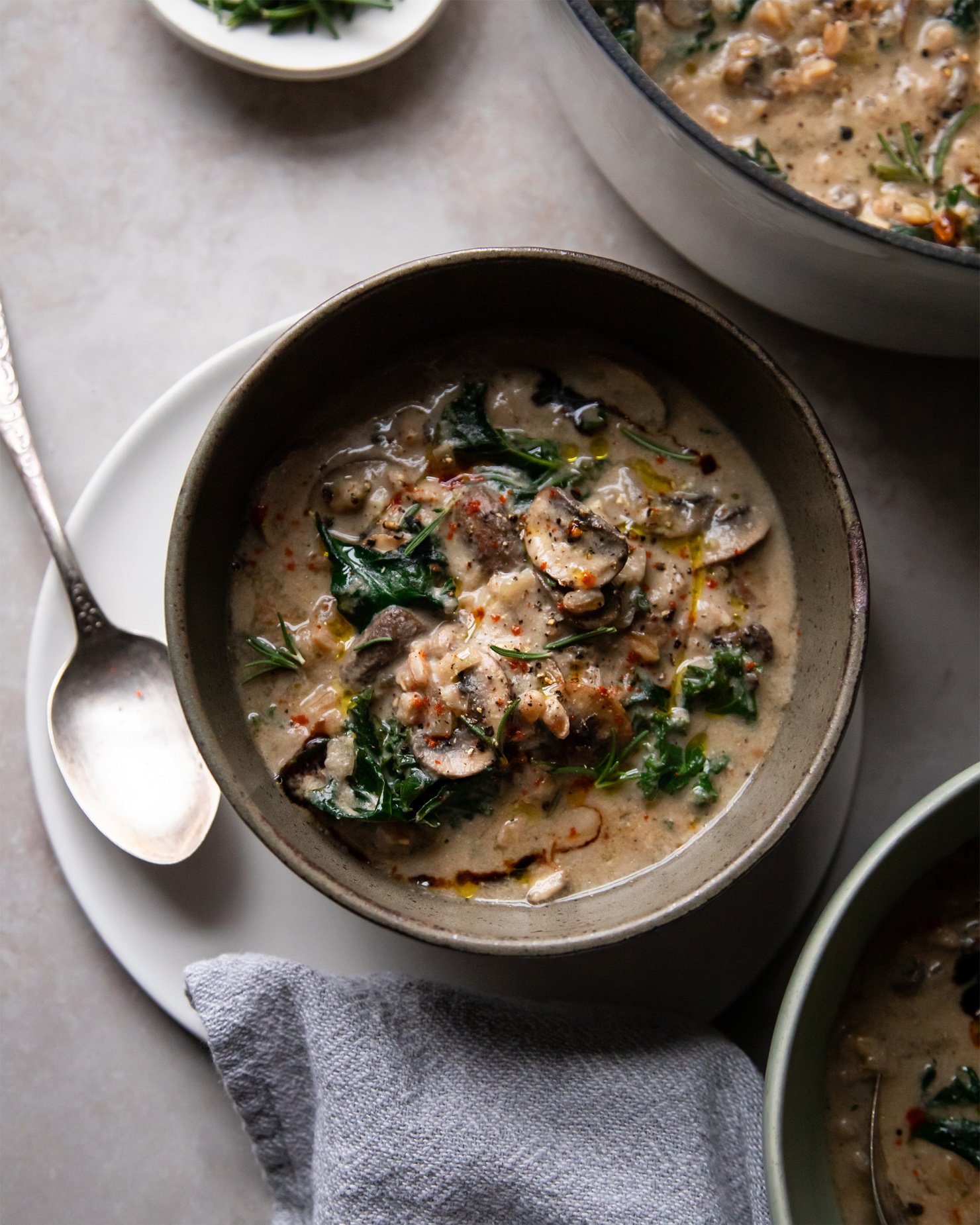Creamy Vegan Mushroom Stew with Farro & Kale The First Mess