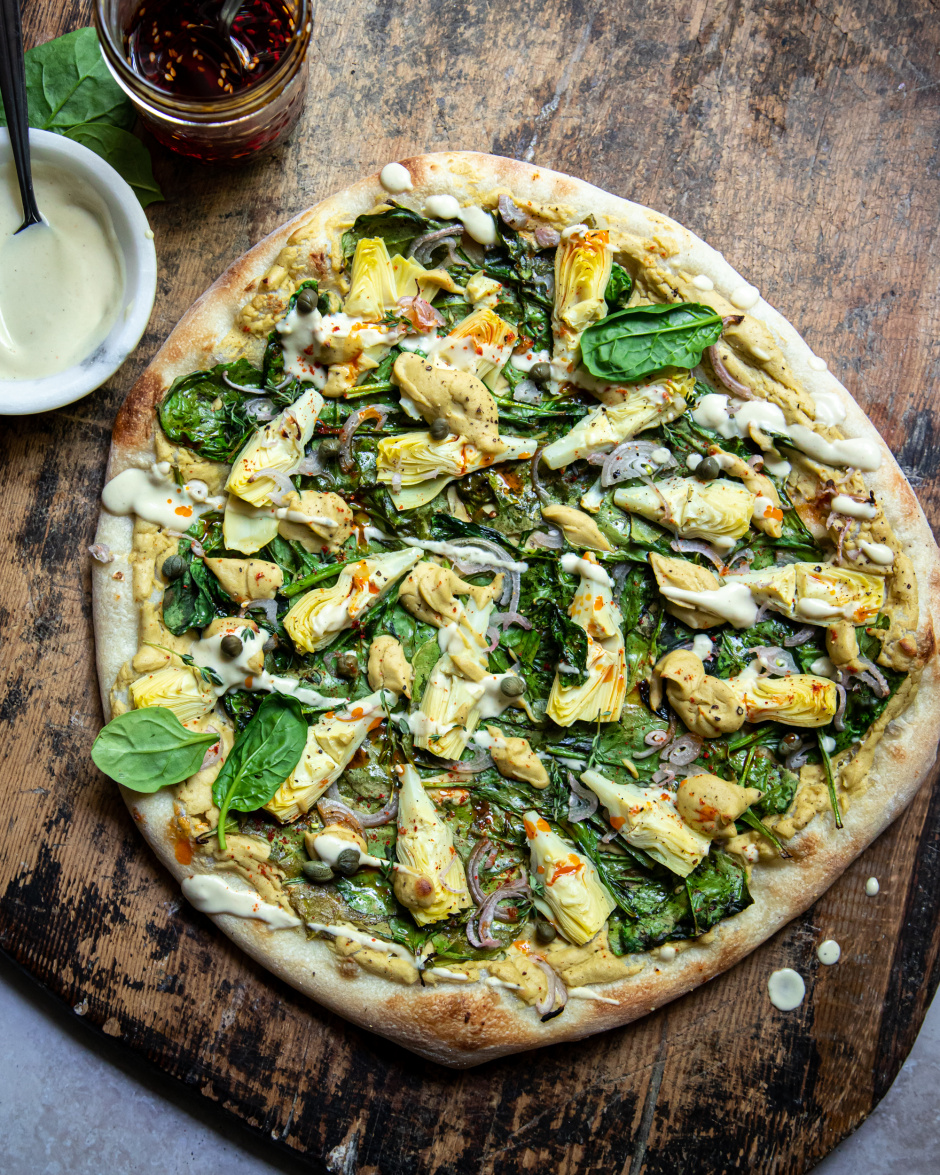 Vegan Spinach Artichoke Pizza (dairyfree!) The First Mess