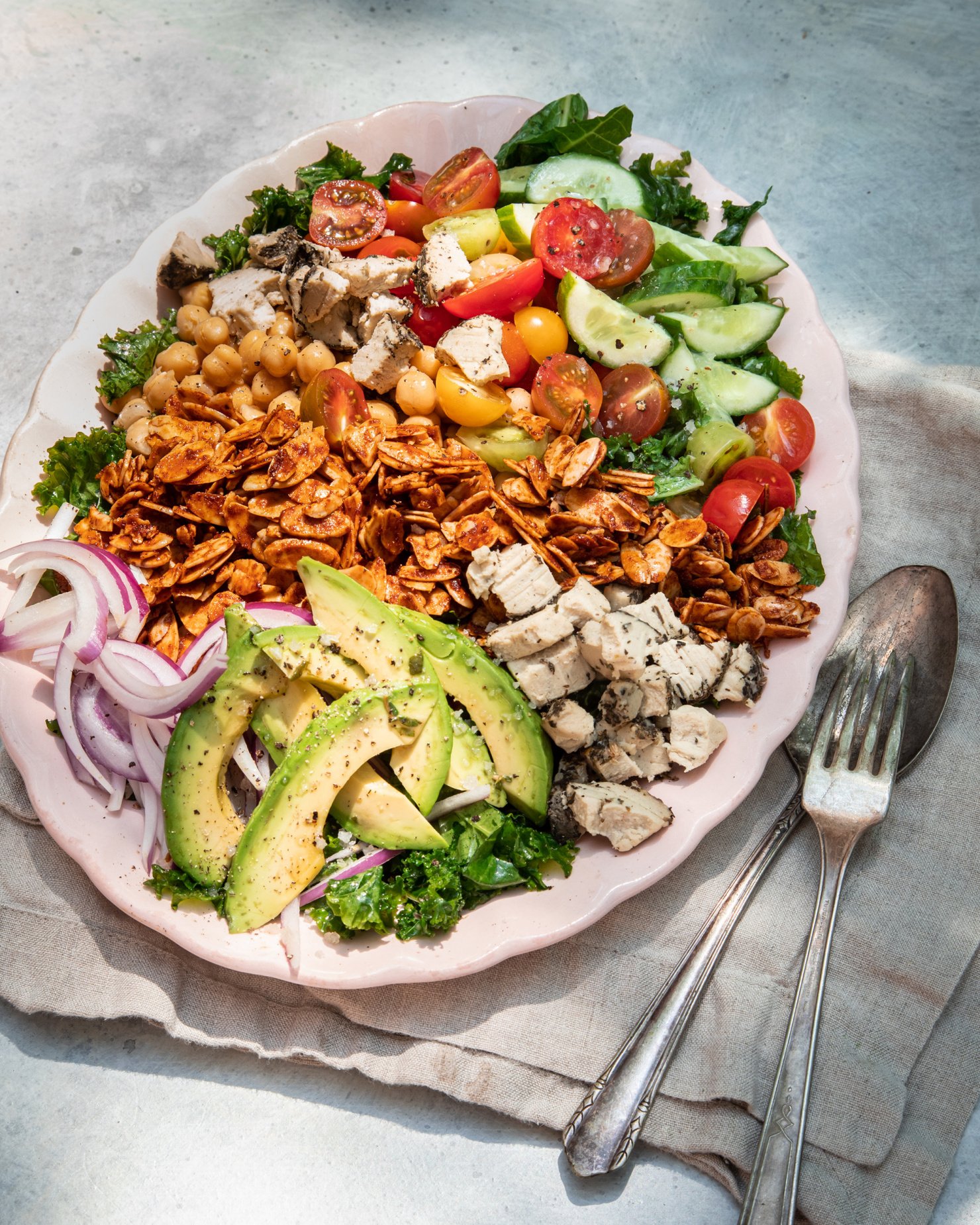 Vegan Kale Cobb Salad with Almond "Bacon" Bits The First Mess