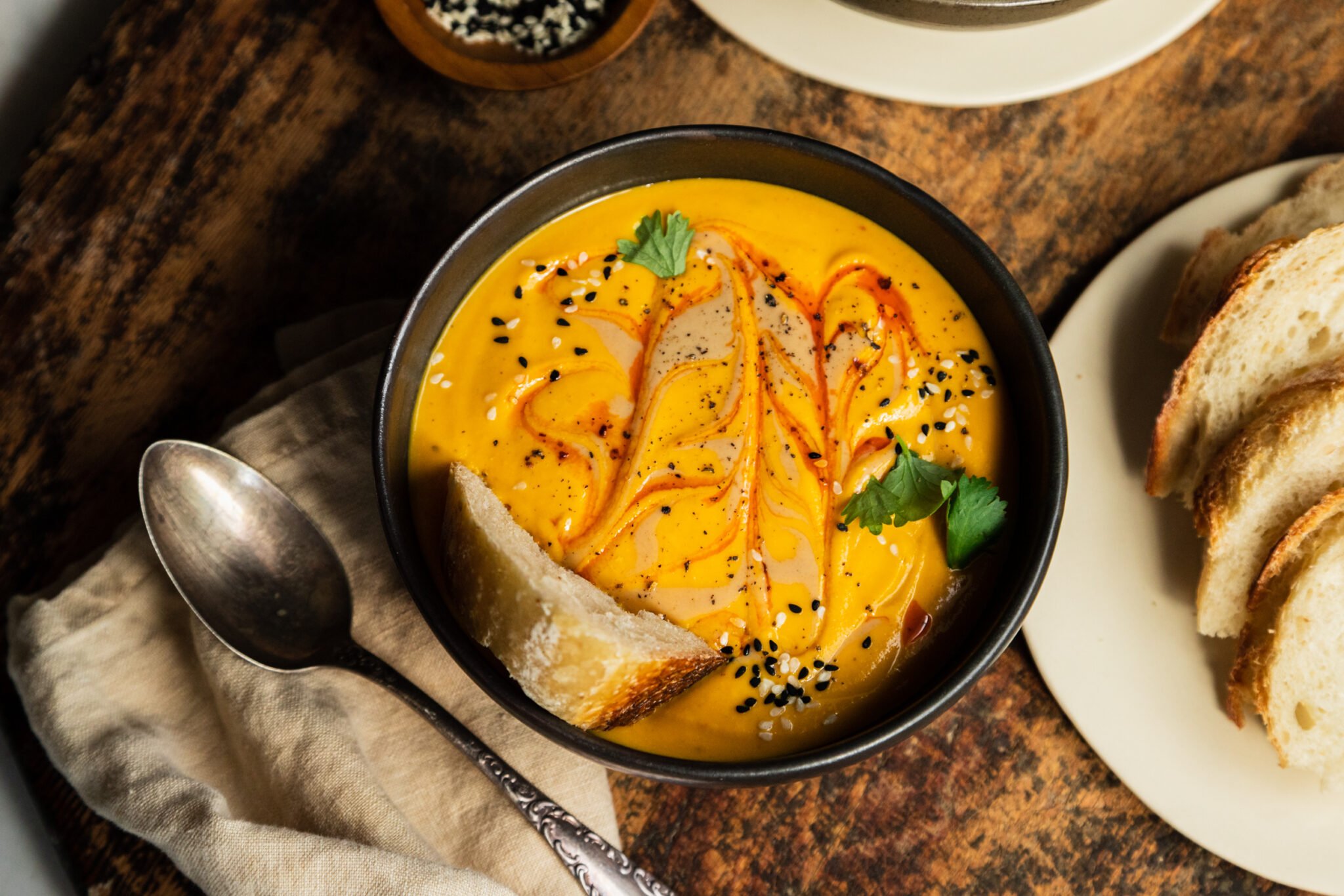 Spicy Sesame Carrot Soup with Red Lentils