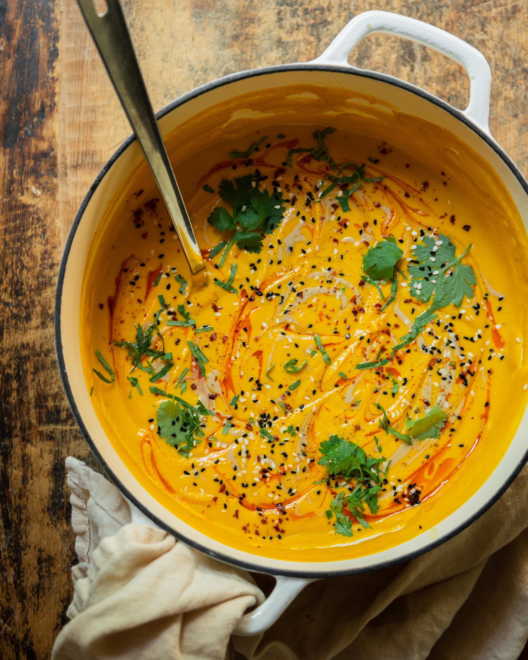 Spicy Sesame Carrot Soup with Red Lentils