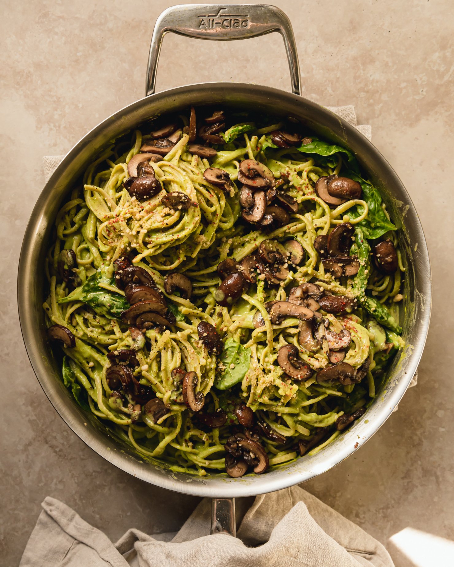 Creamy Vegan Spinach and Mushroom Pasta | The First Mess
