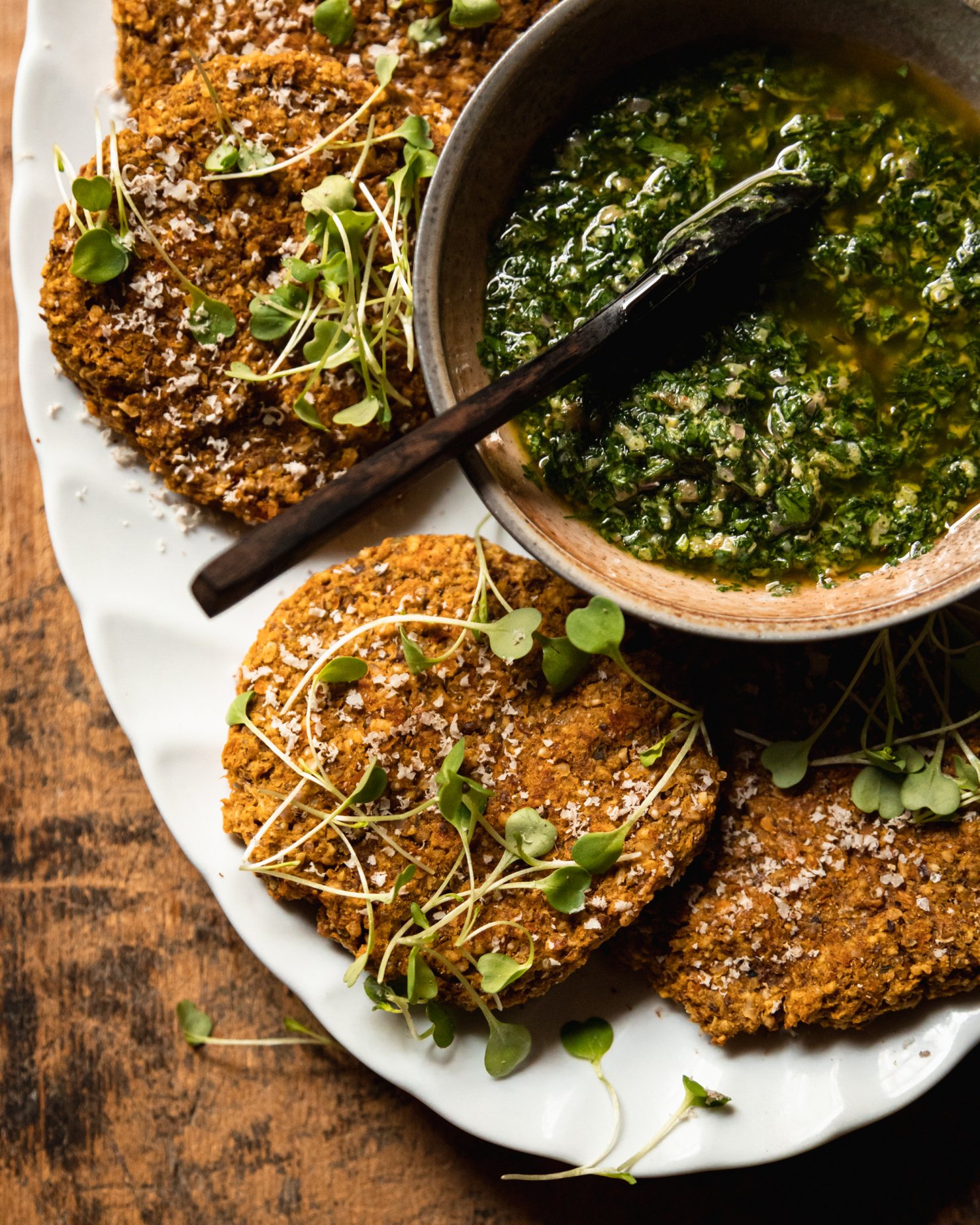 Vegan Squash Patties with Mixed Herb Salsa Verde The First Mess