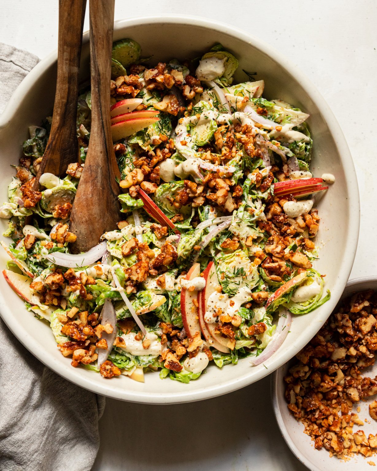 Shaved Brussels Sprout Salad w/ Creamy Garlic Dressing The First Mess