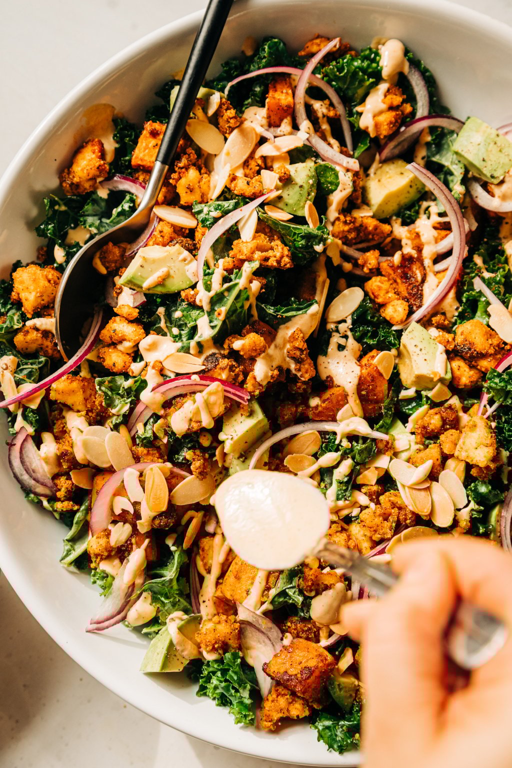 Kale Power Salad with Spicy Almond Dressing The First Mess
