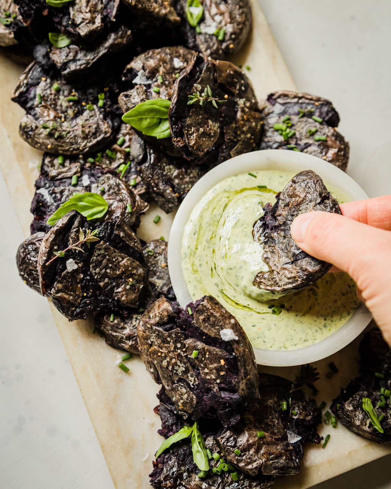 Crispy Smashed Potatoes with Chimichurri Sauce