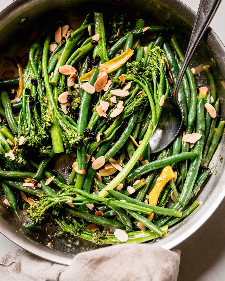 Lemony Sautéed Broccolini & Green Beans with Almonds The First Mess