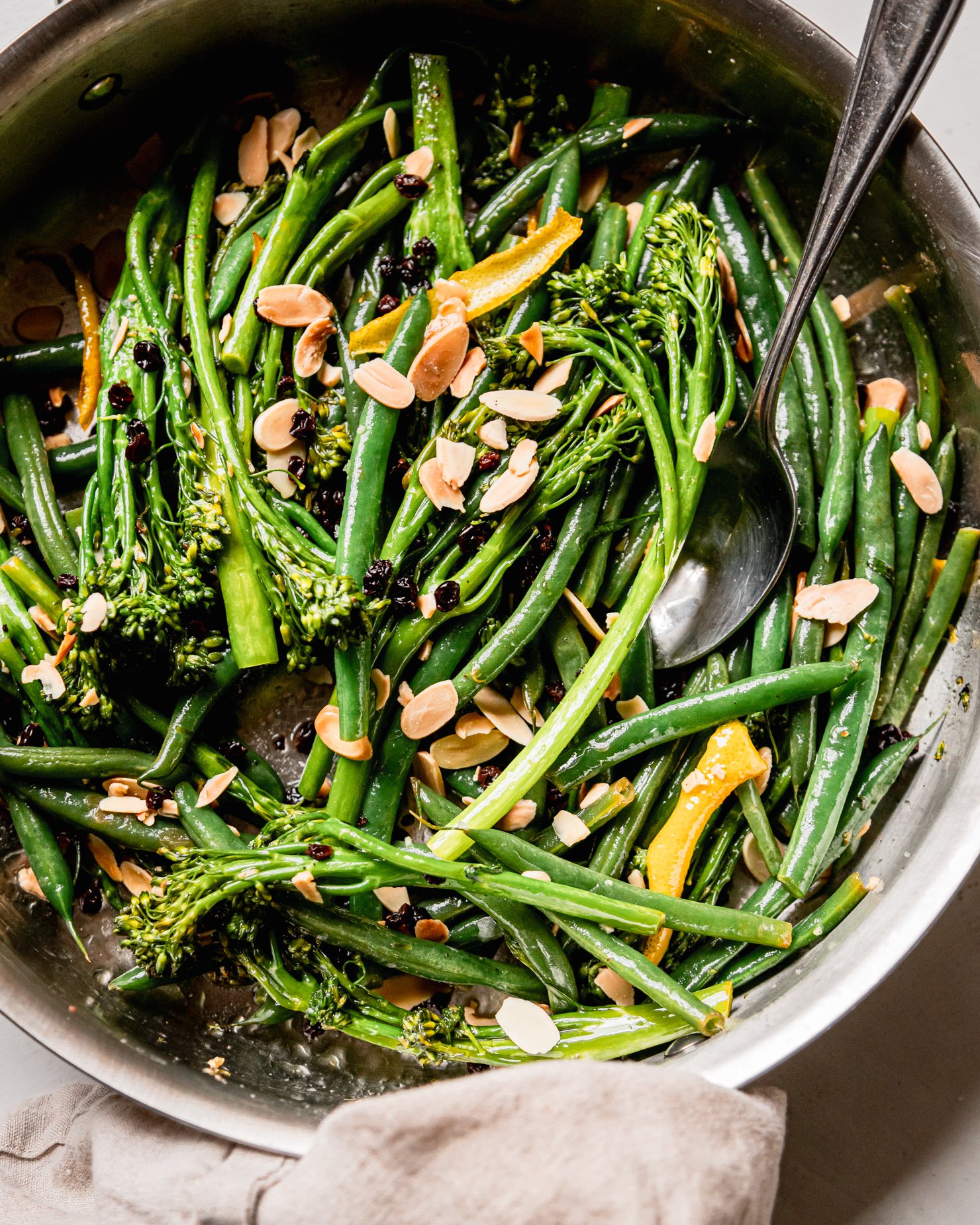 Lemony Sautéed Broccolini & Green Beans with Almonds The First Mess