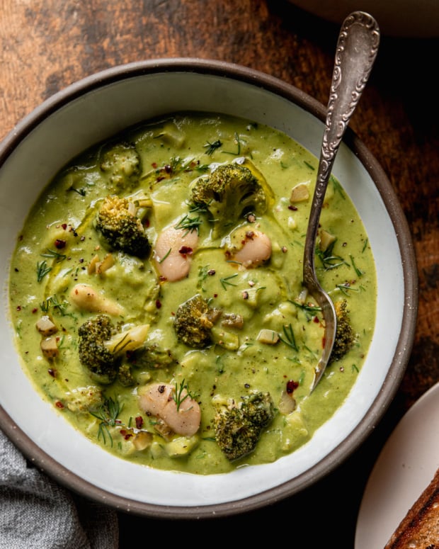 Broccoli Dill Pickle Soup with White Beans & Potatoes | The First Mess