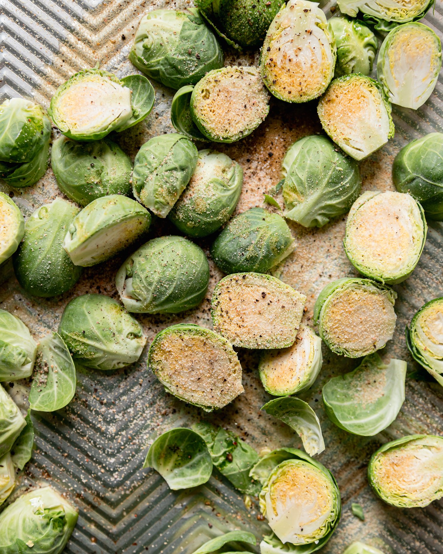 Roasted Brussels Sprouts Quinoa Lentil Salad with Spicy Caesar Dressing