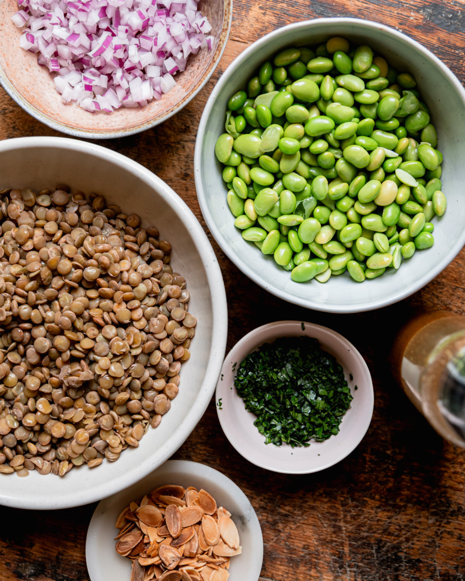 Green Lentil Edamame Salad with Spiced Lemon Dressing | The First Mess