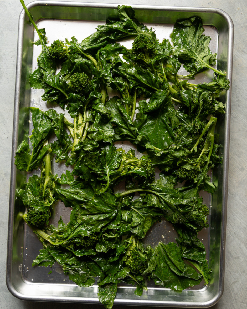 Mustard Braised Chickpeas with Roasted Broccoli Rabe