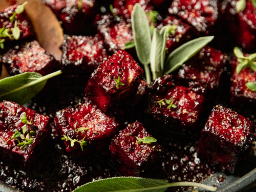 Blackberry Glazed Tofu with Black Pepper & Chili